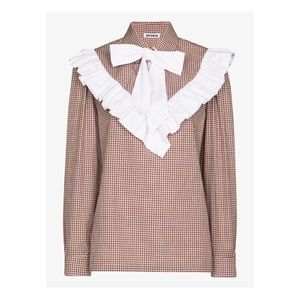 Bathsheva Carol Bow Blouse Burgundy & White Gingham